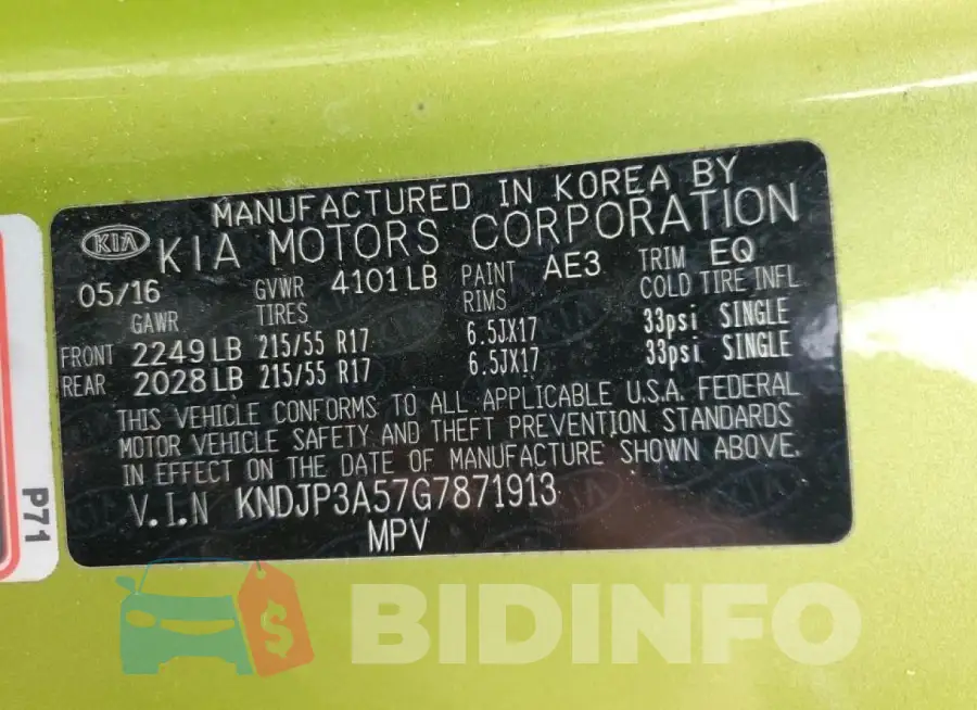 KNDJP3A57G7871913 Photo# 12