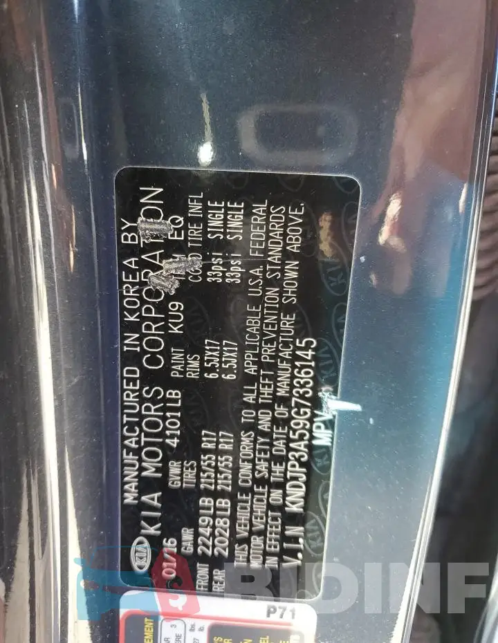 KNDJP3A59G7336145 Photo# 14