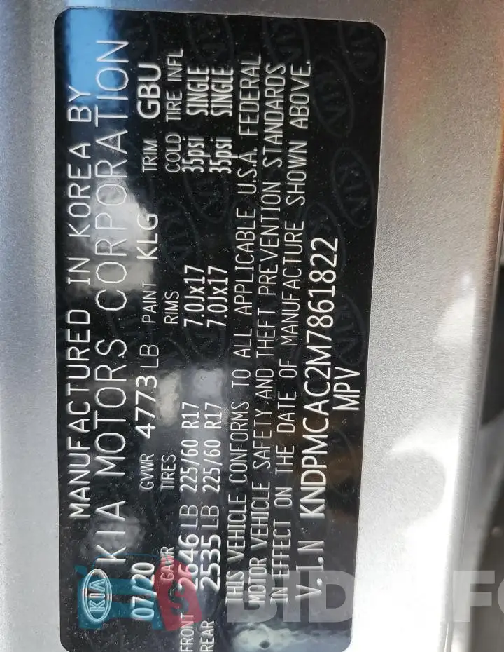 KNDPMCAC2M7861822 Photo# 13