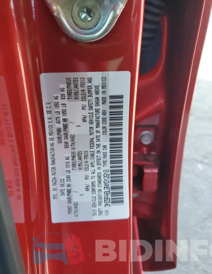 3MZBPABL9NM312918 Photo# 12