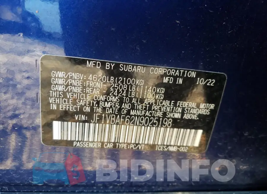 JF1VBAF62N9025198 Photo# 12
