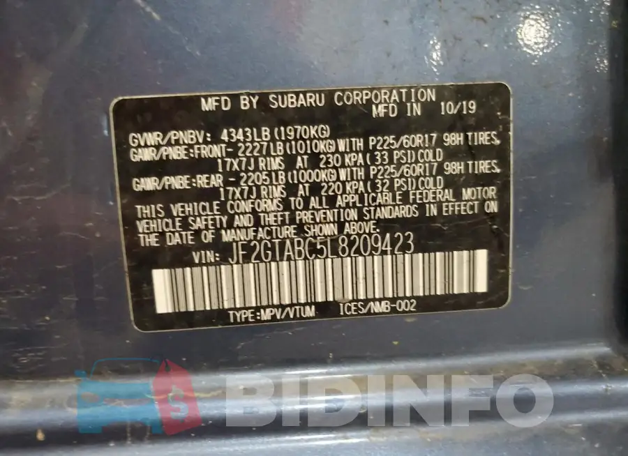 JF2GTABC5L8209423 Photo# 13