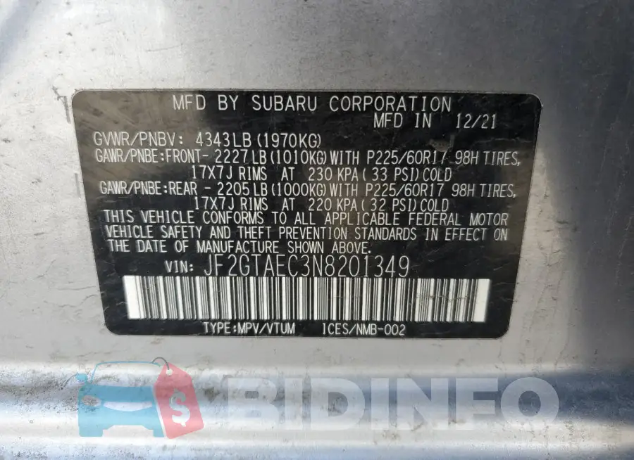 JF2GTAEC3N8201349 Photo# 12