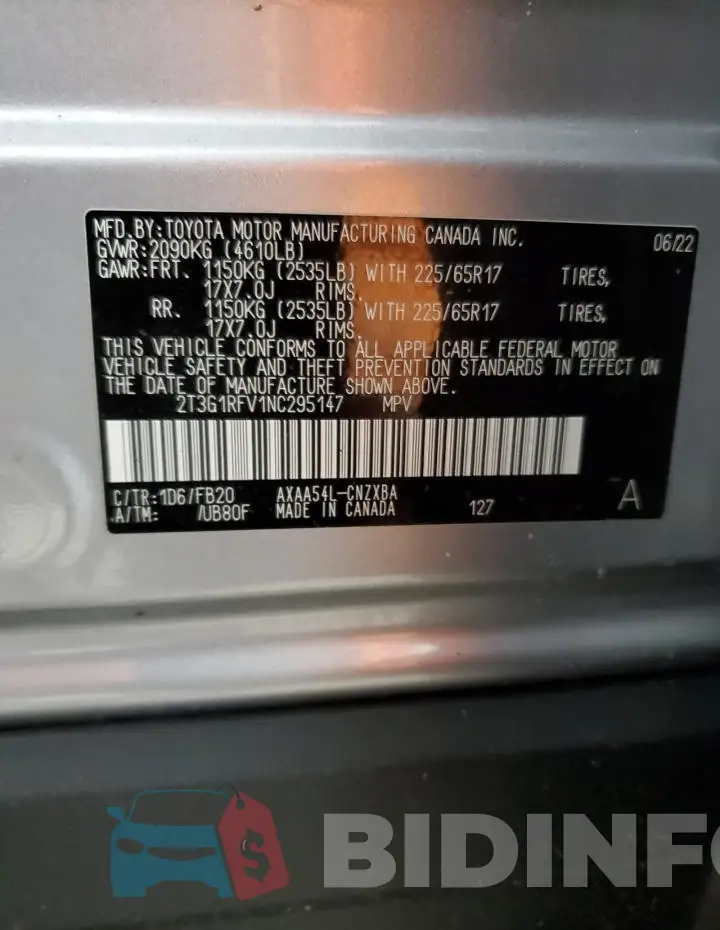 2T3G1RFV1NC295147 Photo# 12