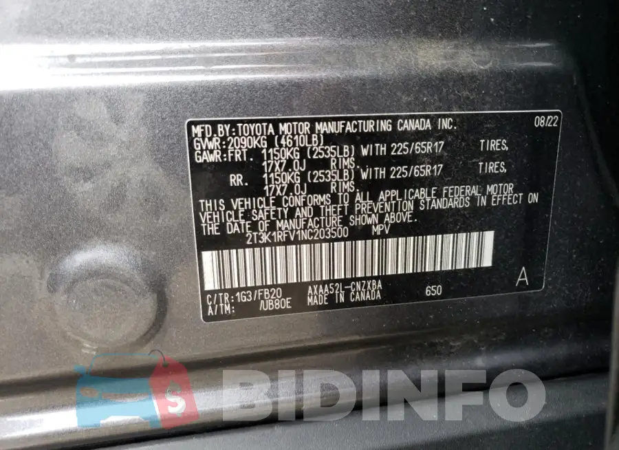 2T3K1RFV1NC203500 Photo# 13