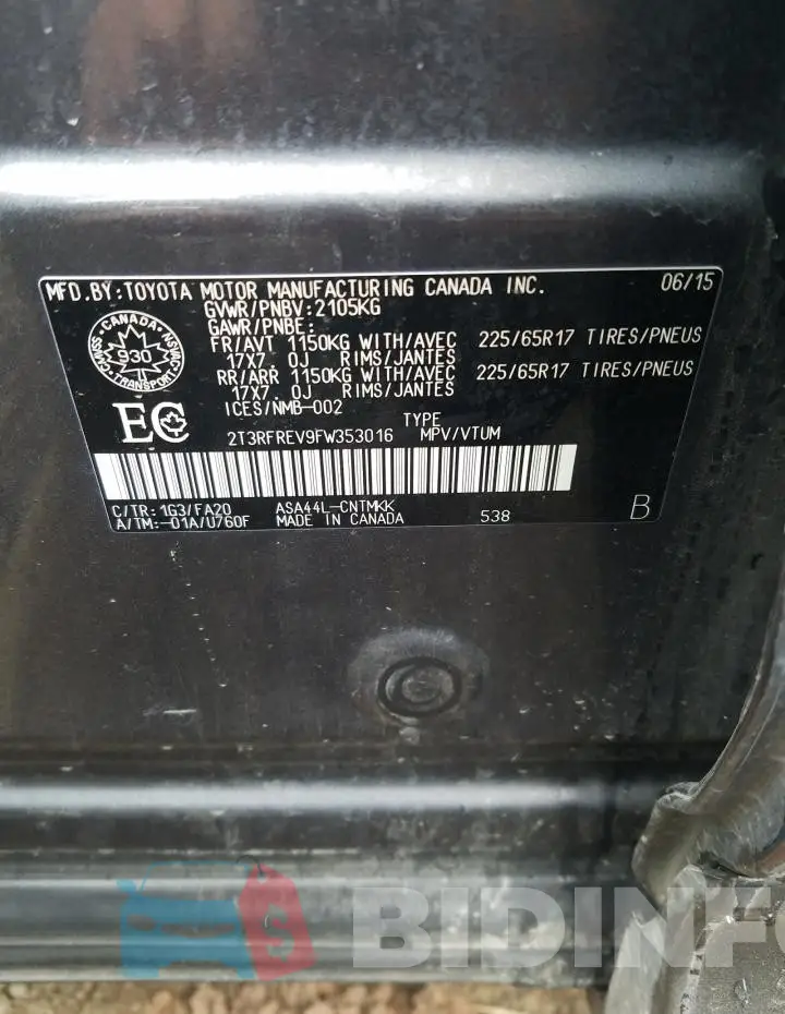2T3RFREV9FW353016 Photo# 13