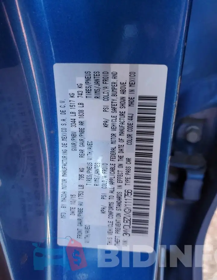 3MYDLBZVXGY111756 Photo# 12