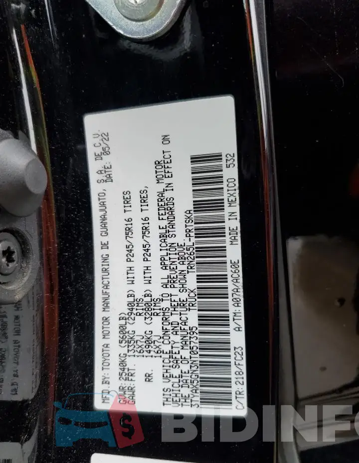 3TYAX5GN3NT057395 Photo# 13