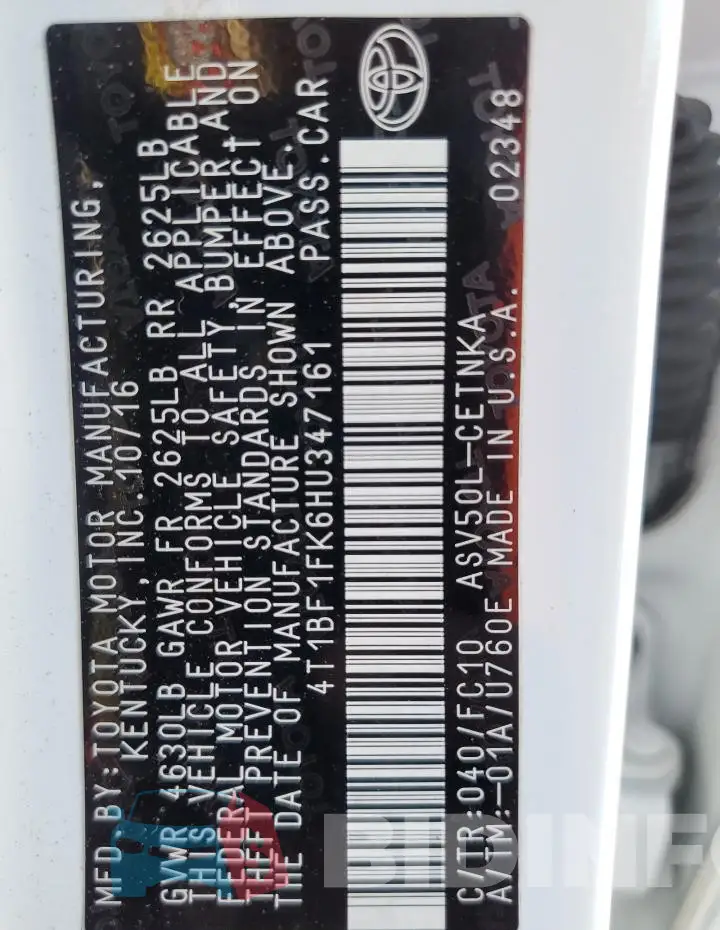 4T1BF1FK6HU347161 Photo# 13