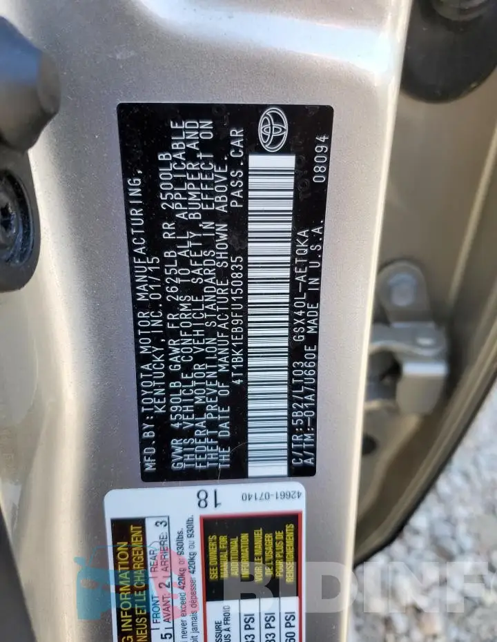 4T1BK1EB9FU150835 Photo# 12