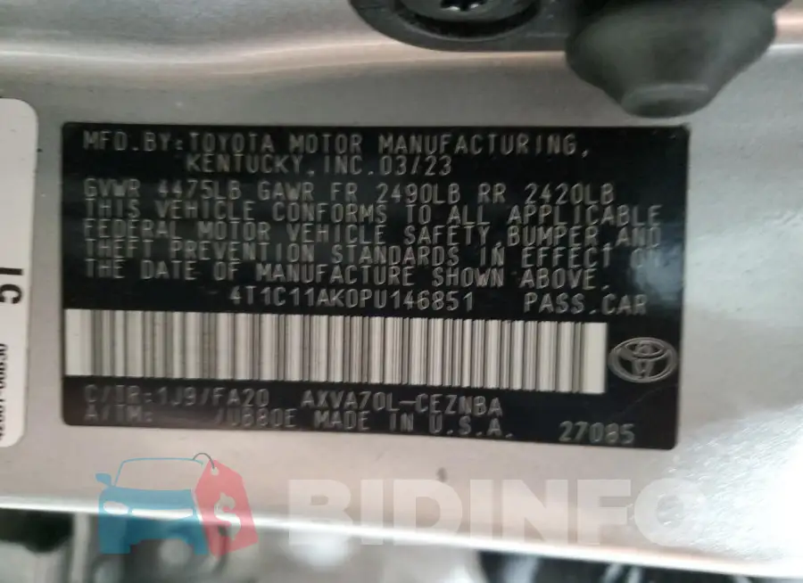 4T1C11AK0PU146851 Photo# 12