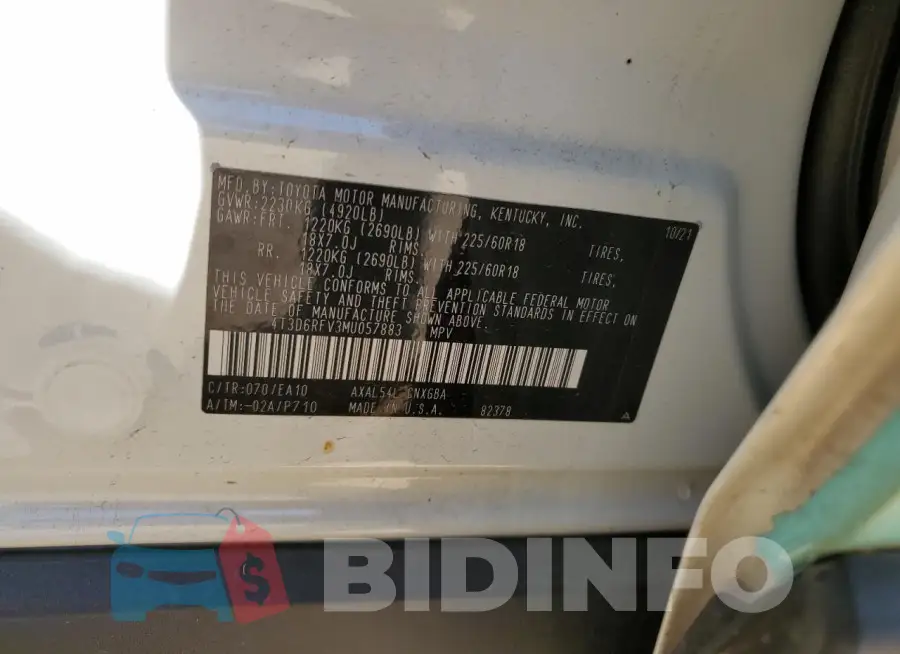 4T3D6RFV3MU057883 Photo# 12