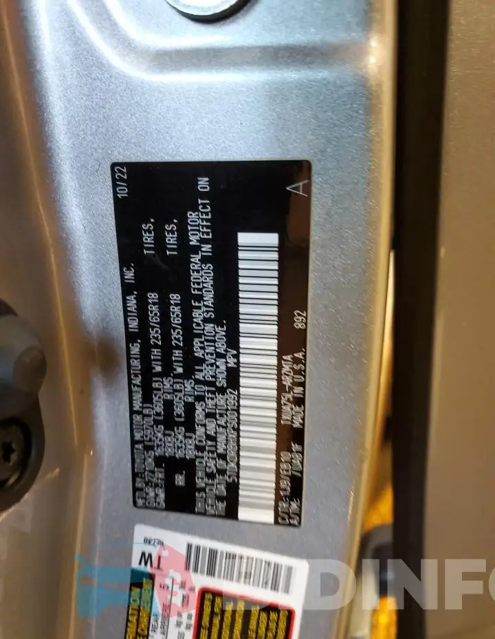 5TDKDRBHXPS001992 Photo# 13