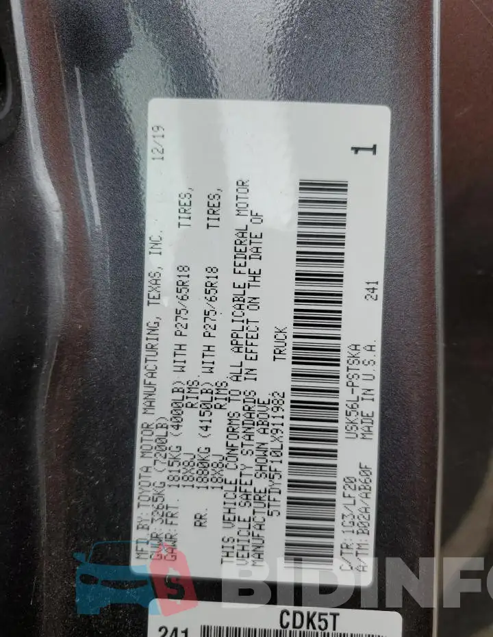 5TFDY5F10LX911982 Photo# 13