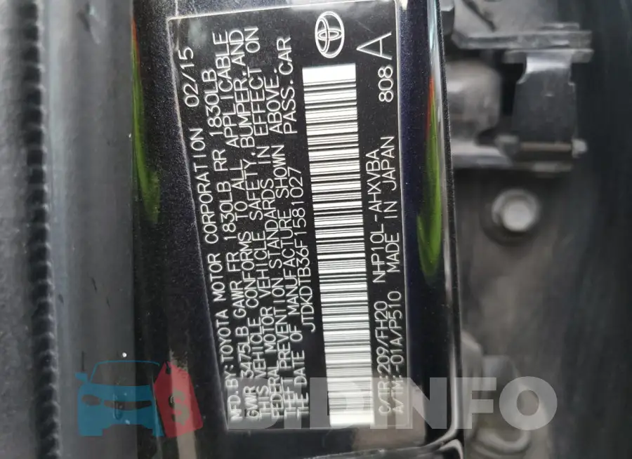 JTDKDTB36F1581027 Photo# 12