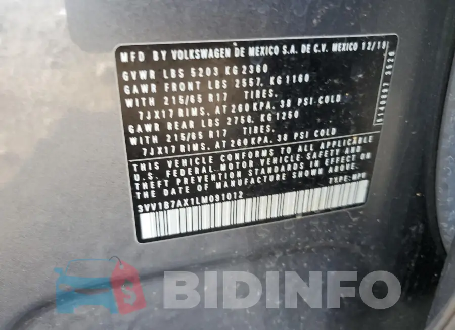3VV1B7AX1LM091012 Photo# 12