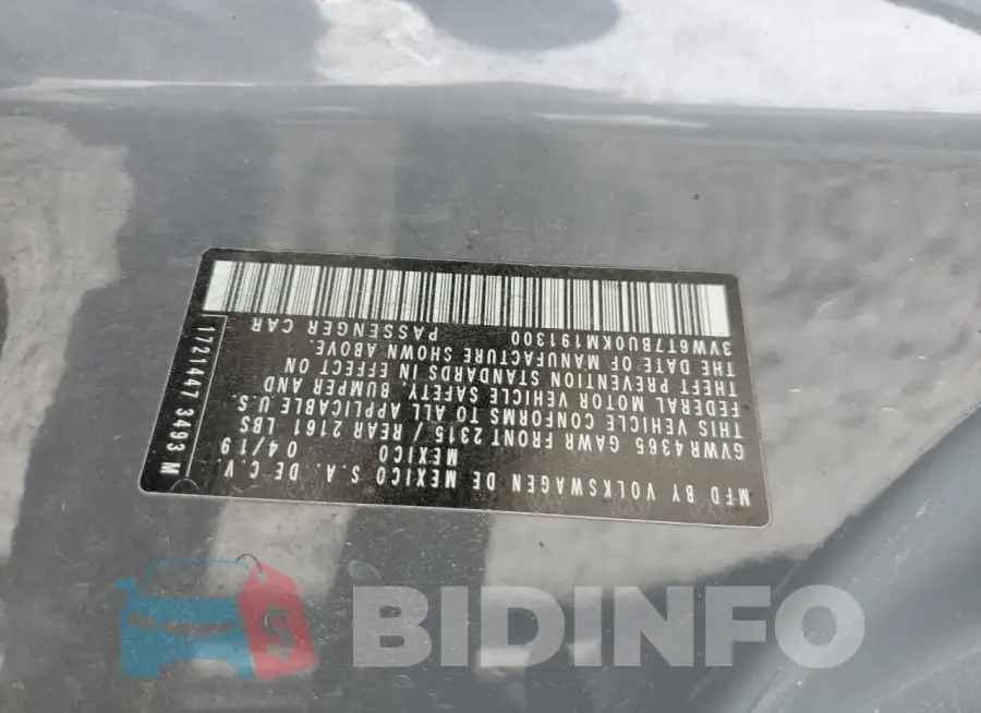 3VW6T7BU0KM191300 Photo# 12