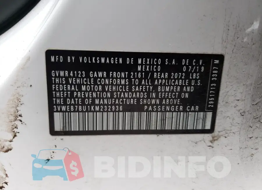 3VWEB7BU1KM232936 Photo# 12