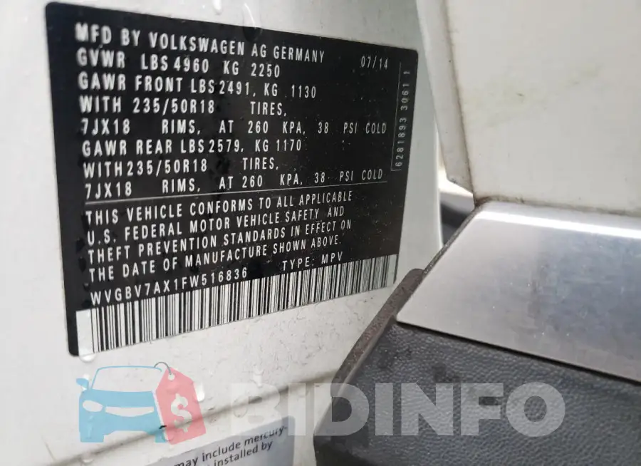 WVGBV7AX1FW516836 Photo# 13