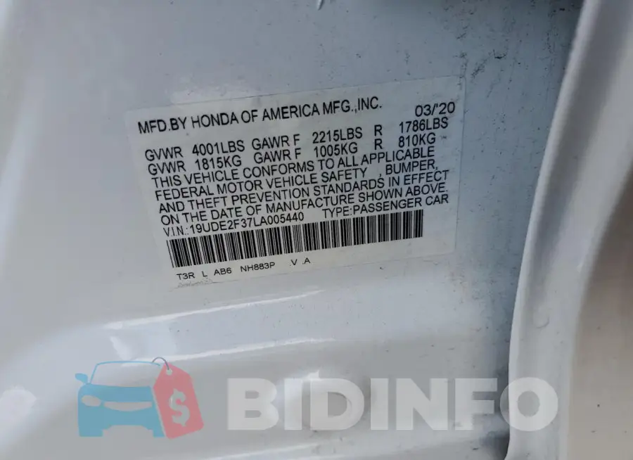 19UDE2F37LA005440 Photo# 12
