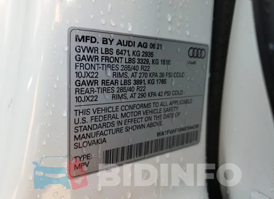 WA1FVAF16MD044238 Photo# 13