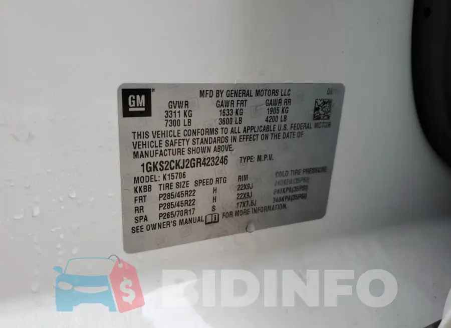 1GKS2CKJ2GR423246 Photo# 13