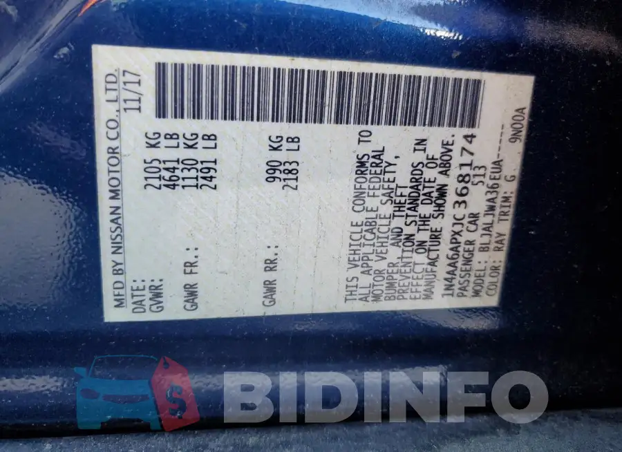 1N4AA6APXJC368174 Photo# 12