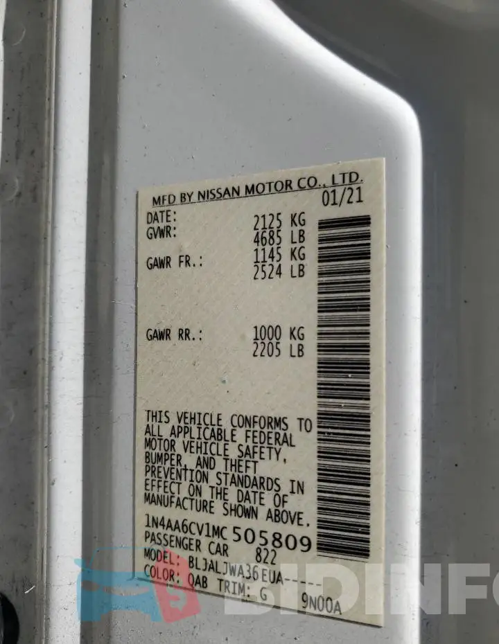1N4AA6CV1MC505809 Photo# 13