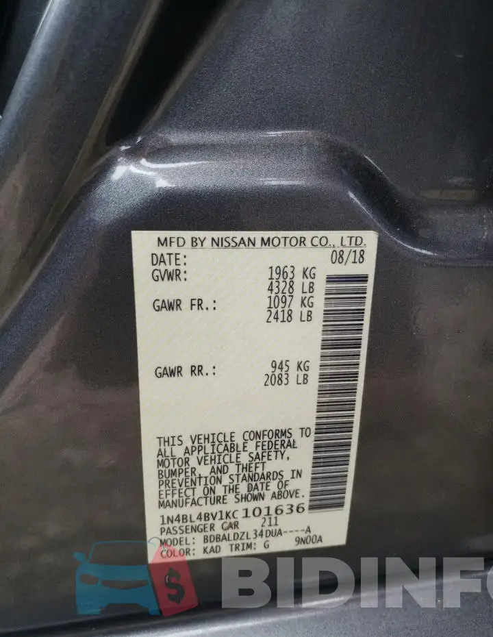 1N4BL4BV1KC101636 Photo# 12