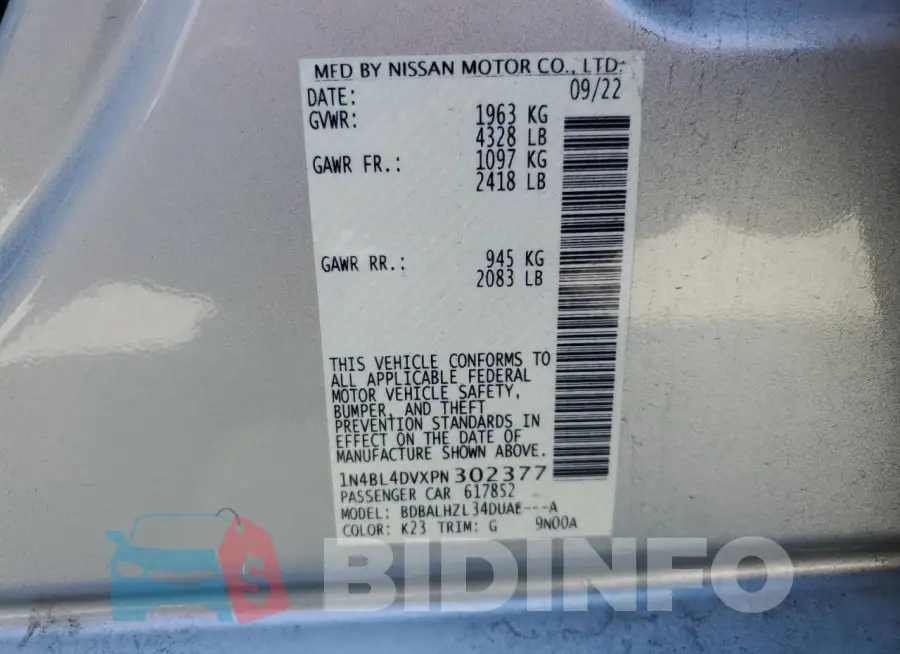 1N4BL4DVXPN302377 Photo# 12