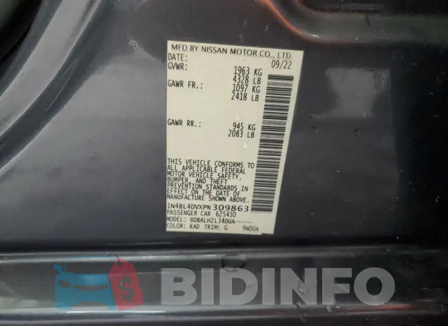 1N4BL4DVXPN309863 Photo# 12