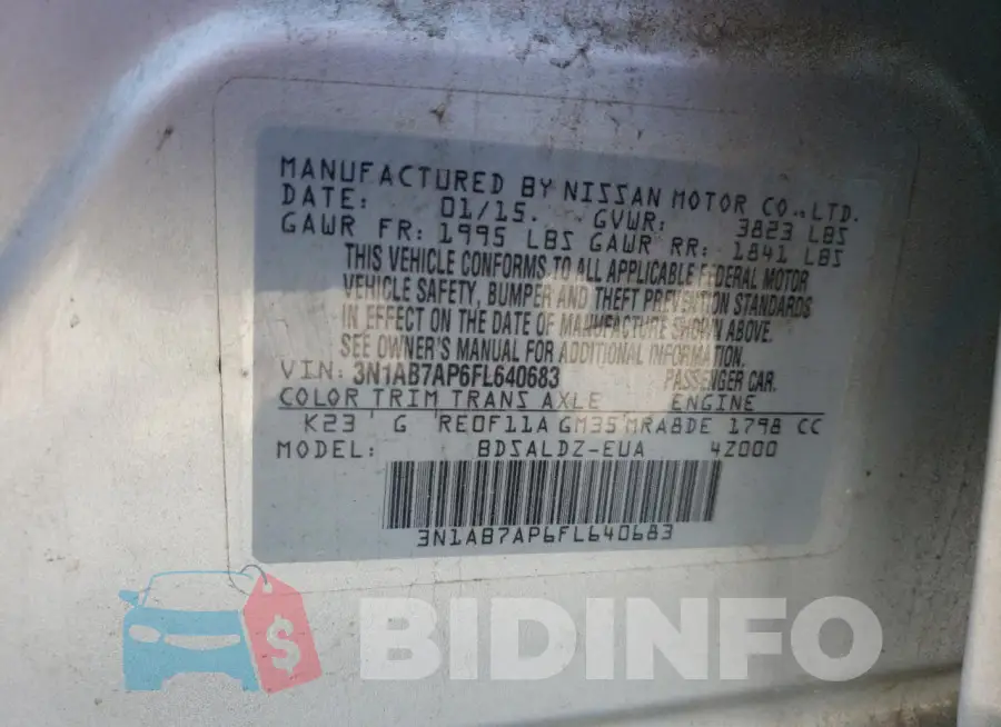 3N1AB7AP6FL640683 Photo# 12