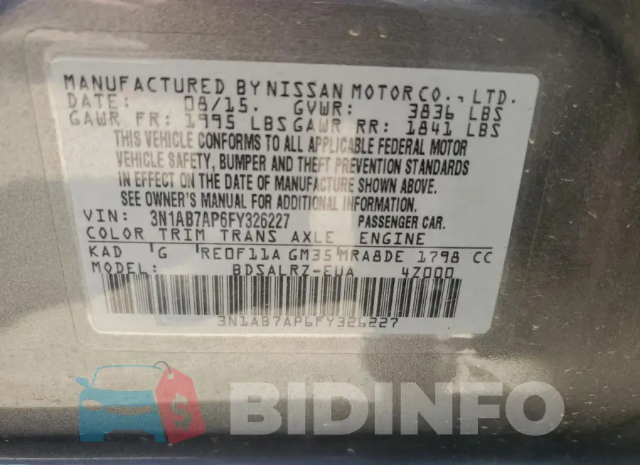 3N1AB7AP6FY326227 Photo# 13