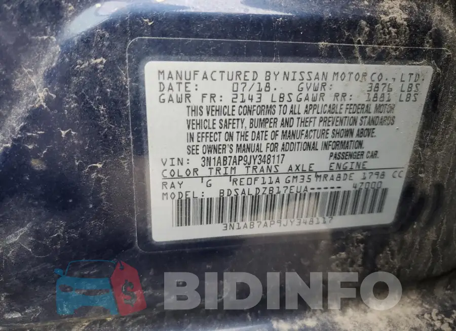 3N1AB7AP9JY348117 Photo# 13