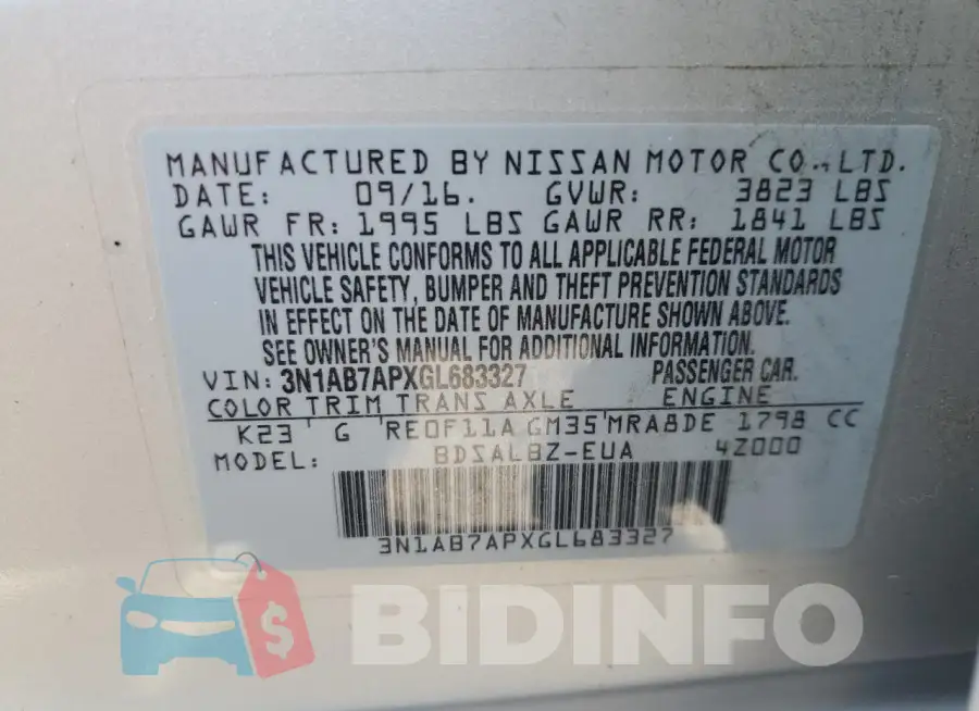 3N1AB7APXGL683327 Photo# 12
