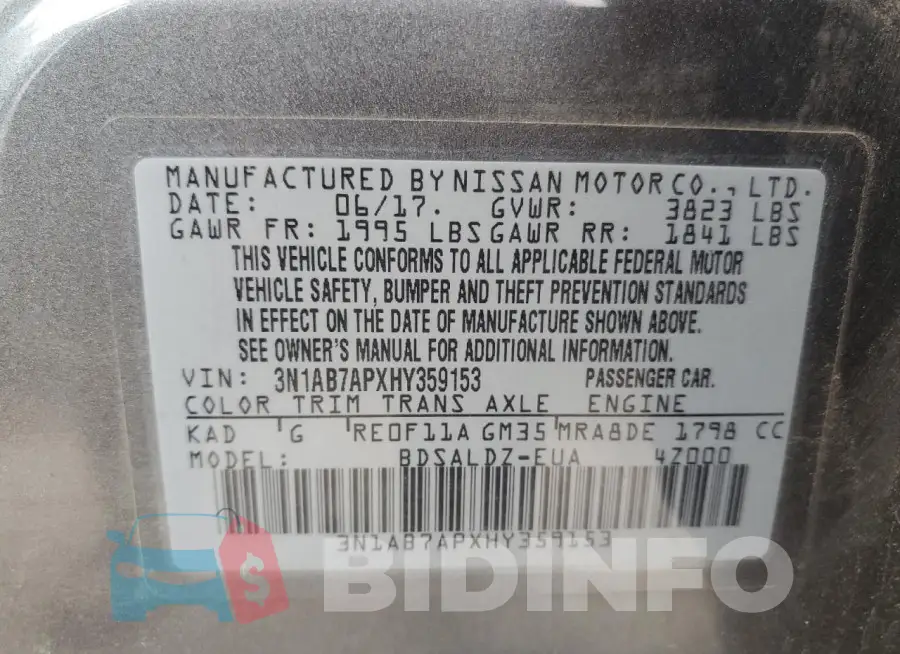 3N1AB7APXHY359153 Photo# 13