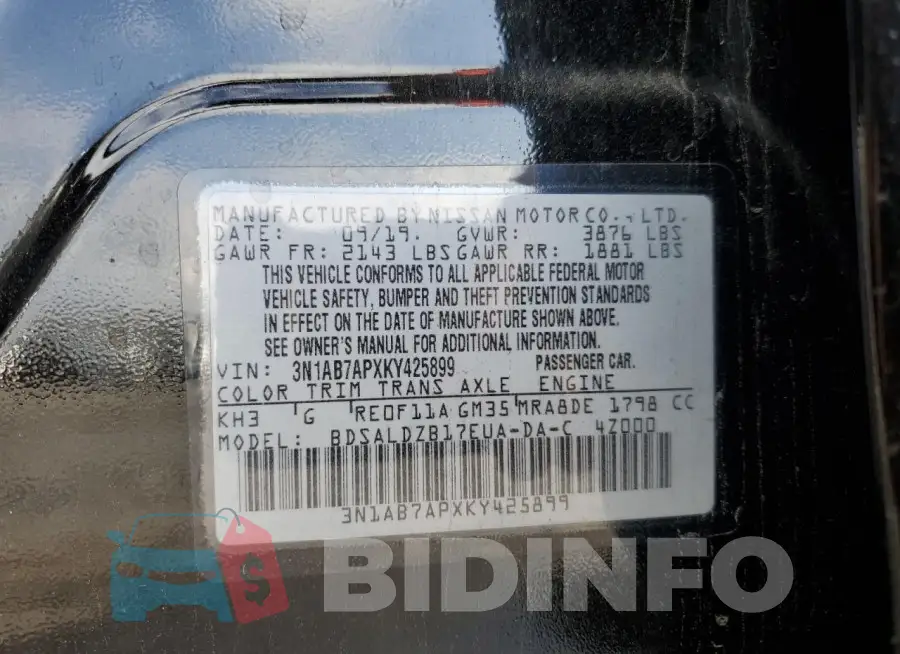 3N1AB7APXKY425899 Photo# 12