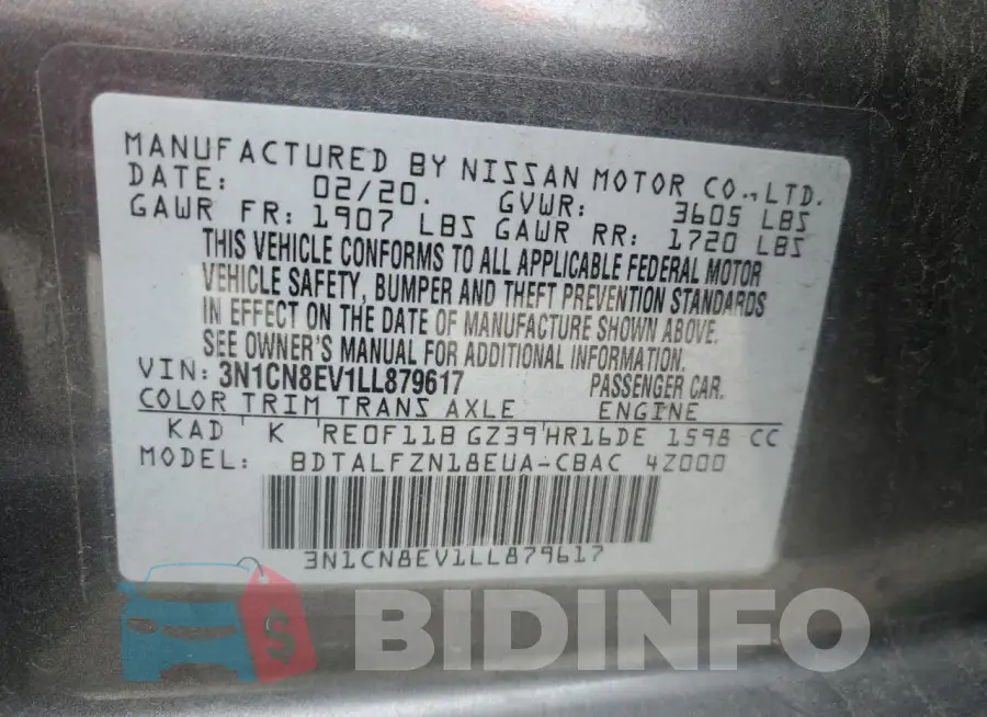 3N1CN8EV1LL879617 Photo# 12