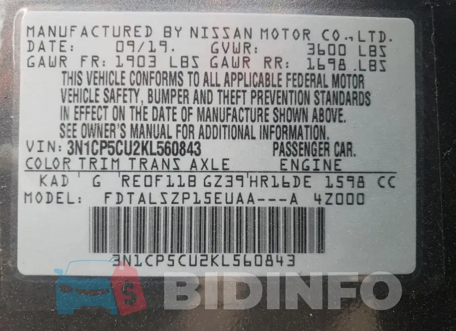 3N1CP5CU2KL560843 Photo# 12
