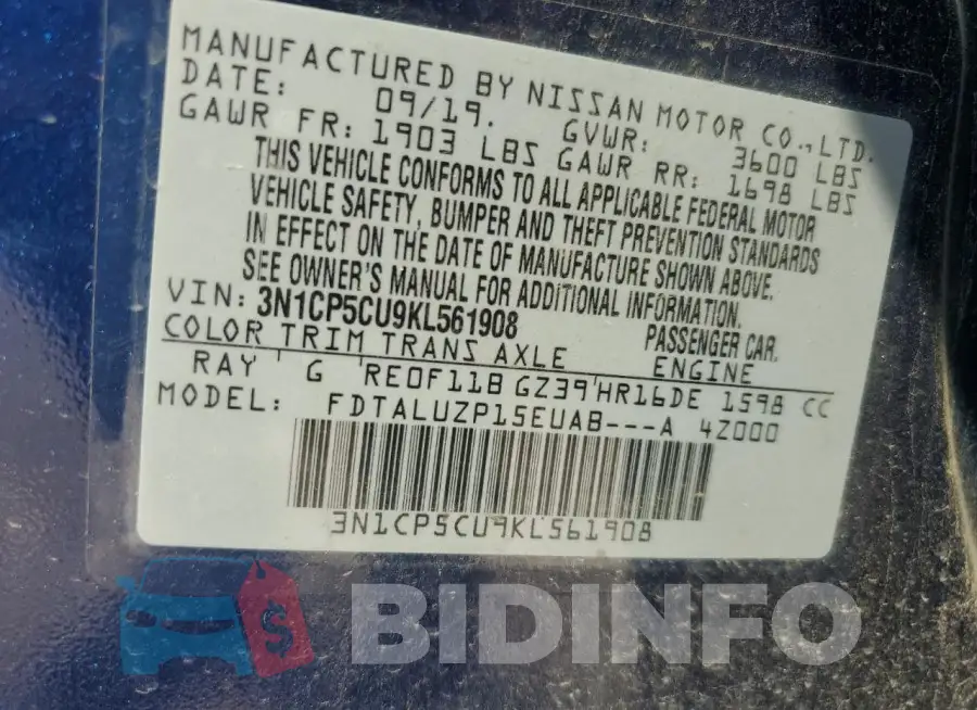 3N1CP5CU9KL561908 Photo# 12