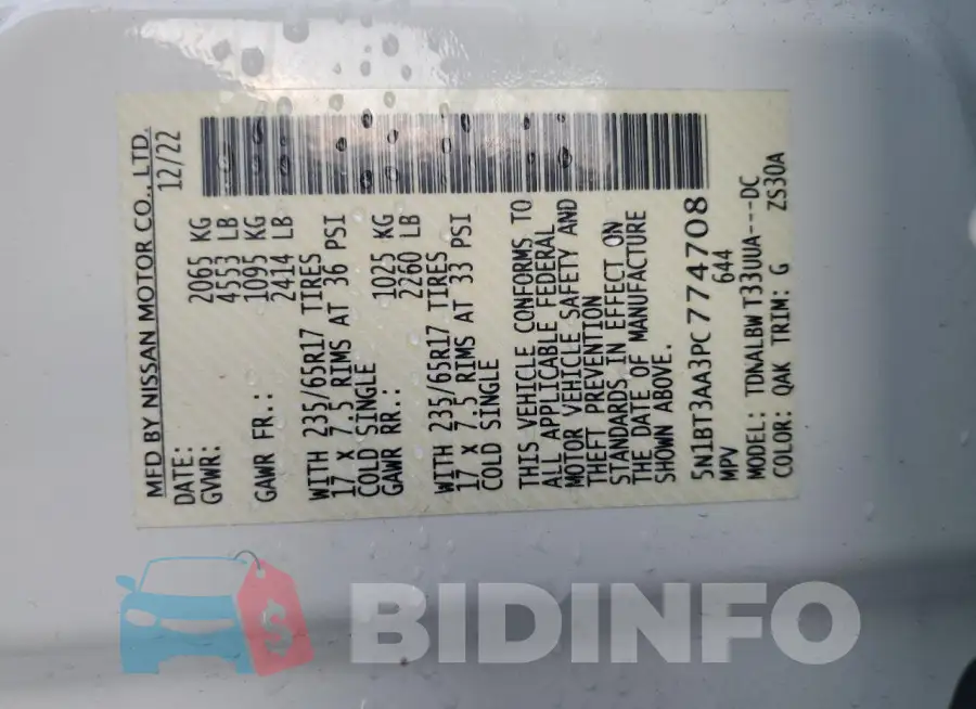 5N1BT3AA3PC774708 Photo# 12