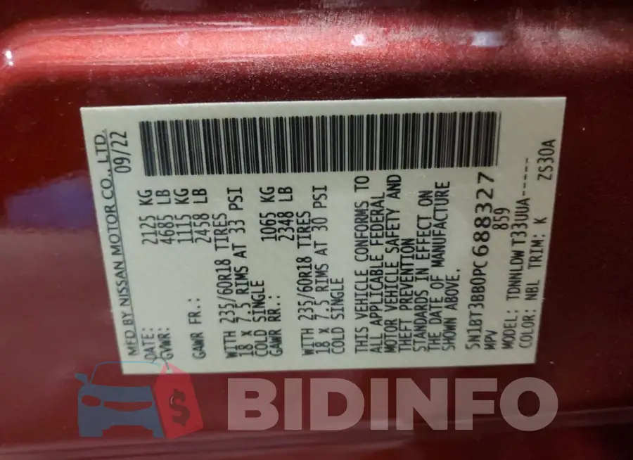 5N1BT3BB0PC688327 Photo# 14