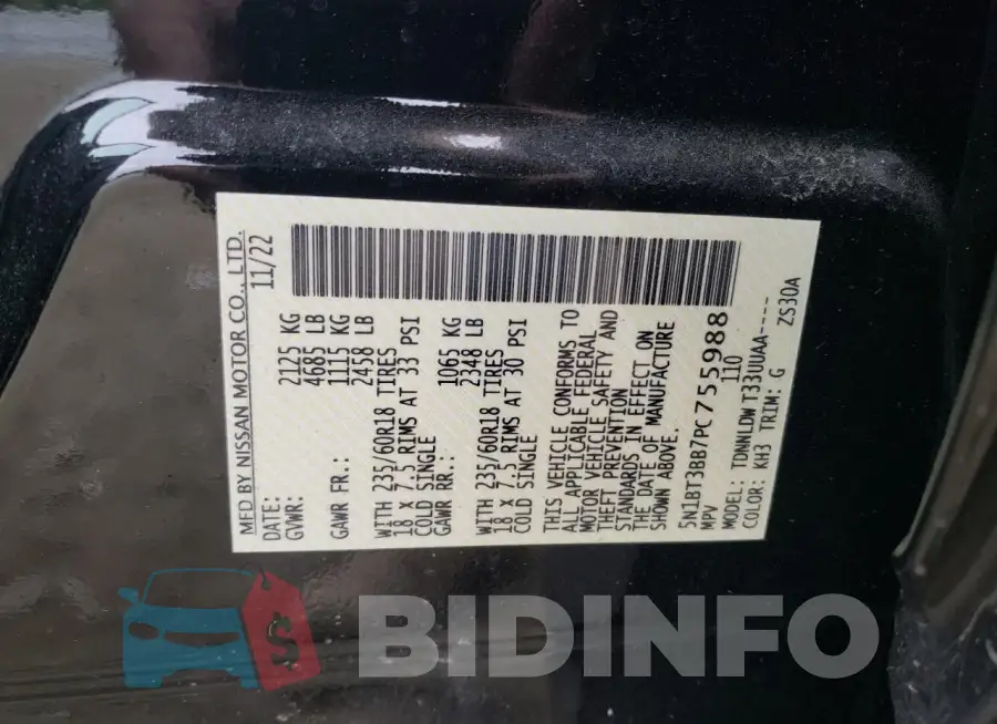 5N1BT3BB7PC755988 Photo# 14