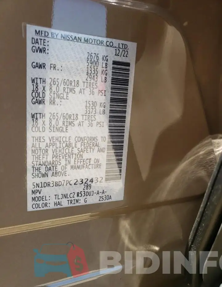 5N1DR3BD7PC232432 Photo# 13