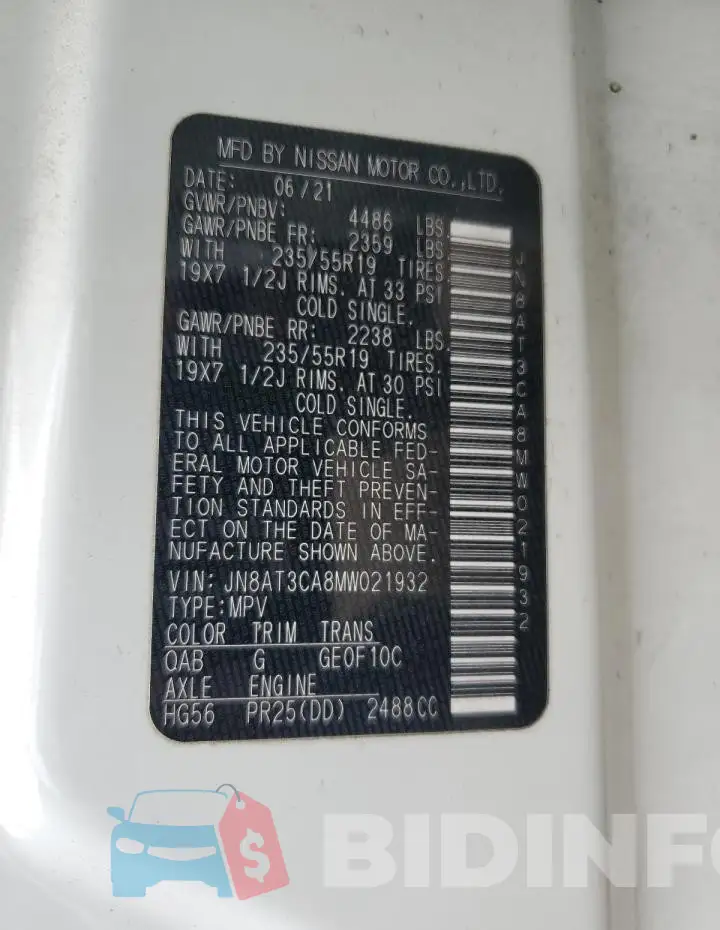 JN8AT3CA8MW021932 Photo# 14