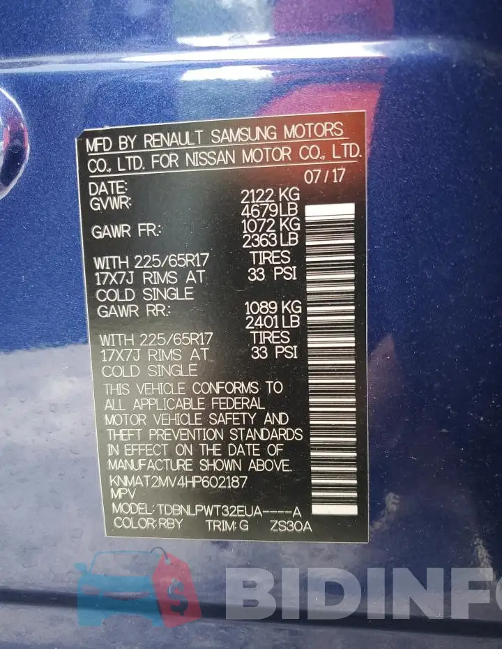 KNMAT2MV4HP602187 Photo# 13
