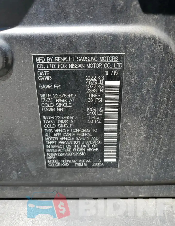 KNMAT2MV6GP619510 Photo# 13