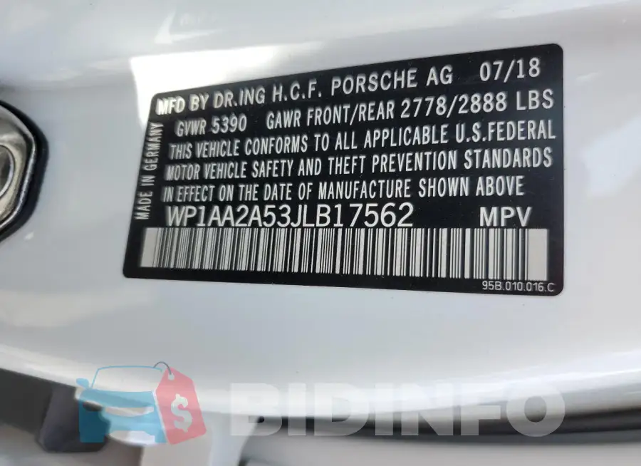 WP1AA2A53JLB17562 Photo# 13