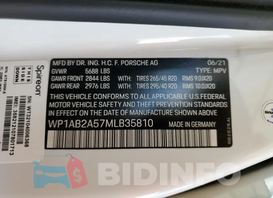WP1AB2A57MLB35810 Photo# 12