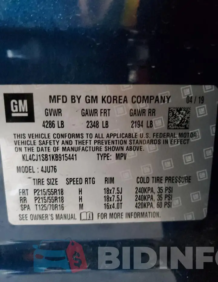 KL4CJ1SB1KB915441 Photo# 12